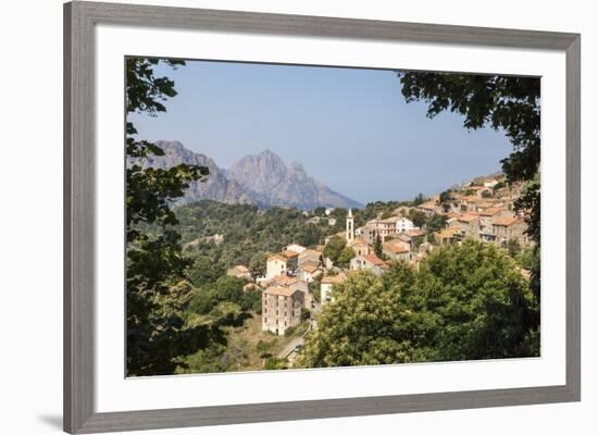 The old citadel of Evisa perched on the hill surrounded by mountains, Southern Corsica, France, Eur-Roberto Moiola-Framed Photographic Print