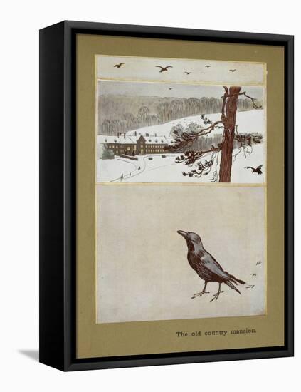 The Old Country Mansion - a Crow With a Large Country House in the Snow-Cecil Aldin-Framed Premier Image Canvas