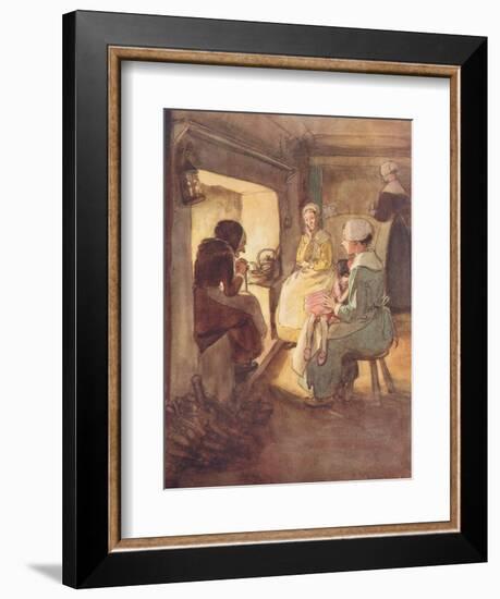 The Old Dame in the Chimney Corner-Hugh Thomson-Framed Giclee Print