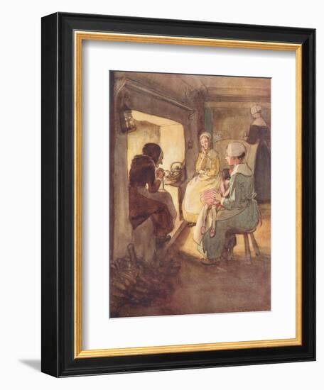 The Old Dame in the Chimney Corner-Hugh Thomson-Framed Giclee Print