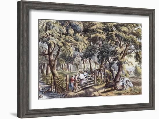 The Old Farm Gate-Currier & Ives-Framed Giclee Print