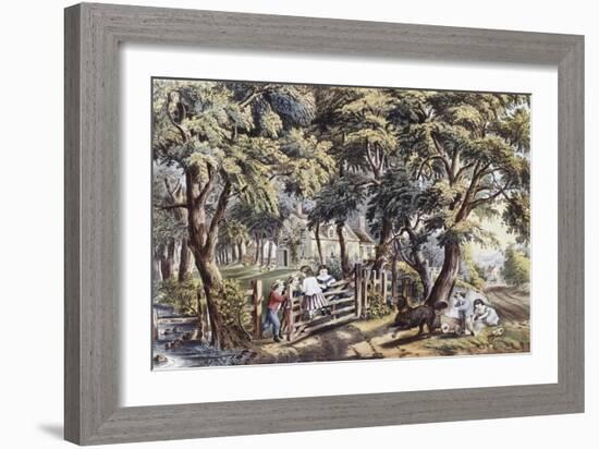 The Old Farm Gate-Currier & Ives-Framed Giclee Print