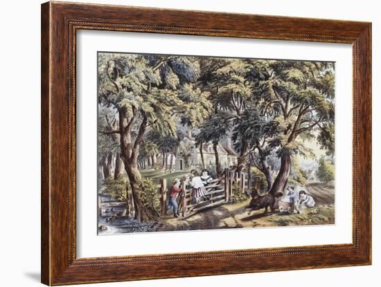 The Old Farm Gate-Currier & Ives-Framed Giclee Print