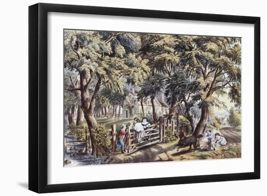 The Old Farm Gate-Currier & Ives-Framed Giclee Print