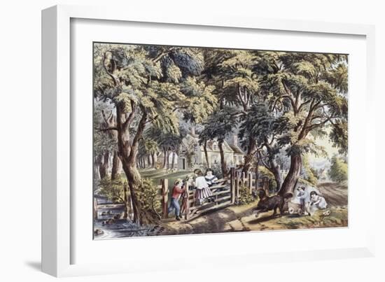 The Old Farm Gate-Currier & Ives-Framed Giclee Print