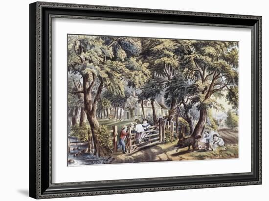 The Old Farm Gate-Currier & Ives-Framed Giclee Print