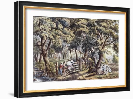 The Old Farm Gate-Currier & Ives-Framed Giclee Print