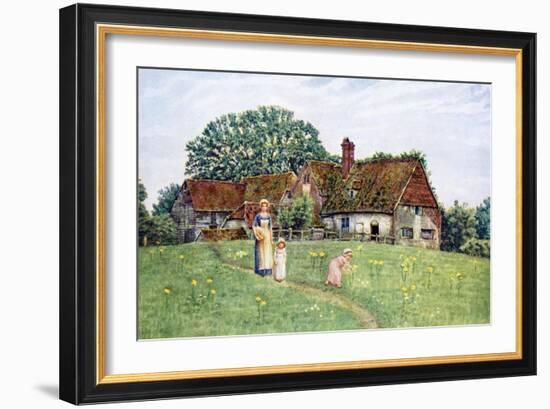 The old farm-house' by Kate Greenaway-Kate Greenaway-Framed Giclee Print