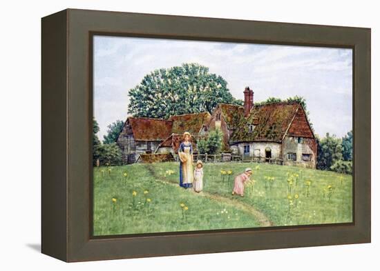 The old farm-house' by Kate Greenaway-Kate Greenaway-Framed Premier Image Canvas