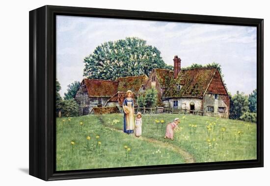 The old farm-house' by Kate Greenaway-Kate Greenaway-Framed Premier Image Canvas