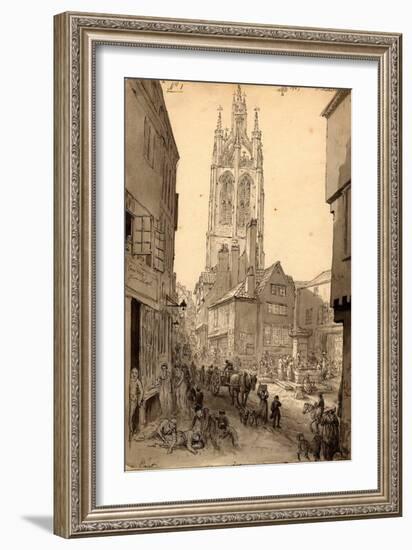 The Old Gin Shop Near St. Nicholas Church, Newcastle, 1805 (Pencil and Ink on Paper)-John Glover-Framed Giclee Print