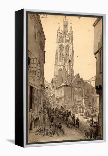 The Old Gin Shop Near St. Nicholas Church, Newcastle, 1805 (Pencil and Ink on Paper)-John Glover-Framed Premier Image Canvas