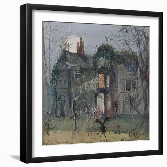 The Old Hall, Fairies by the Moonlight-John Anster Fitzgerald-Framed Giclee Print