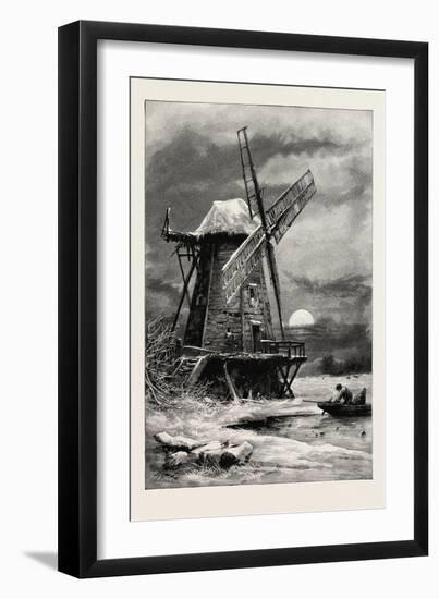 The Old Hampton Windmill, Scenery of the Thames, UK, 19th Century-null-Framed Giclee Print