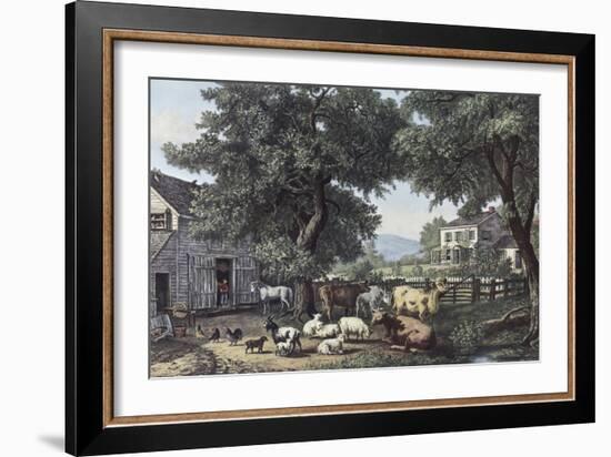 The Old Homestead-Currier & Ives-Framed Giclee Print