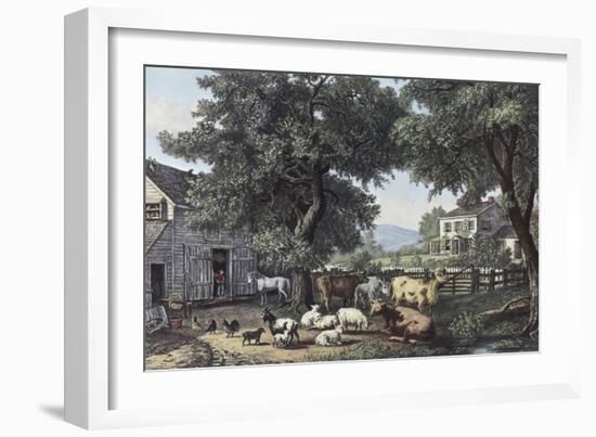 The Old Homestead-Currier & Ives-Framed Giclee Print