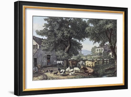 The Old Homestead-Currier & Ives-Framed Giclee Print