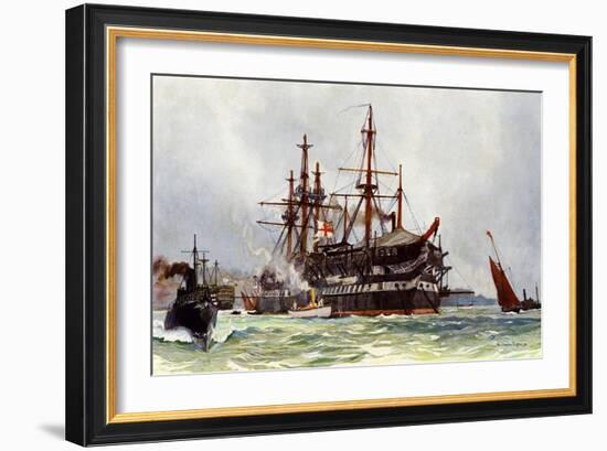 The Old "Implacable"-Charles Edward Dixon-Framed Giclee Print