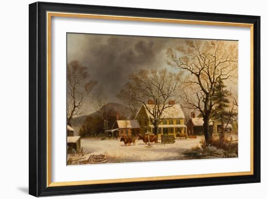 The Old Inn - Ten Miles to Salem, 1860-63-George Henry Durrie-Framed Giclee Print