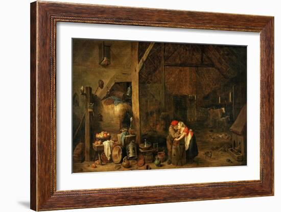 The Old Man and the Maid, C. 1650-David Teniers the Younger-Framed Giclee Print