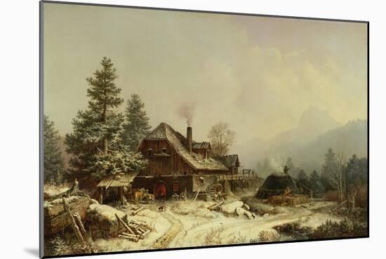 The Old Mill in Winter-Heinrich Burkel-Mounted Giclee Print
