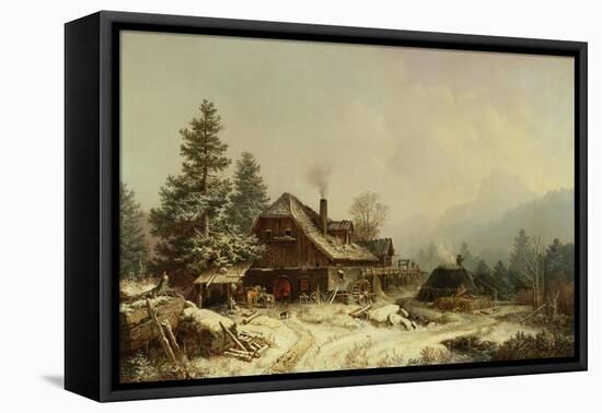 The Old Mill in Winter-Eugène Boudin-Framed Premier Image Canvas