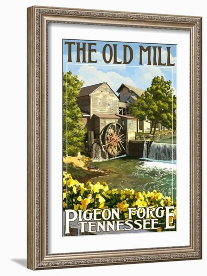 The Old Mill - Pigeon Forge, Tennessee-Lantern Press-Framed Art Print