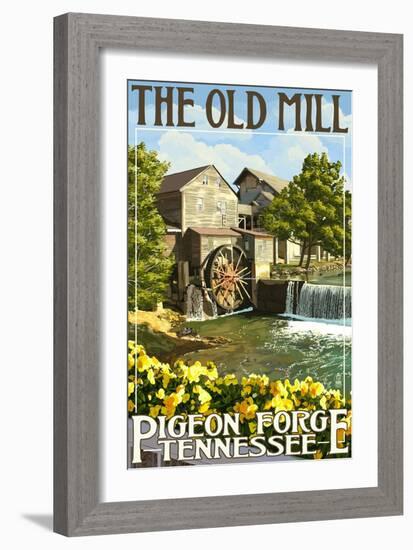 The Old Mill - Pigeon Forge, Tennessee-Lantern Press-Framed Art Print
