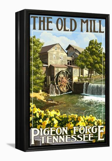 The Old Mill - Pigeon Forge, Tennessee-Lantern Press-Framed Stretched Canvas