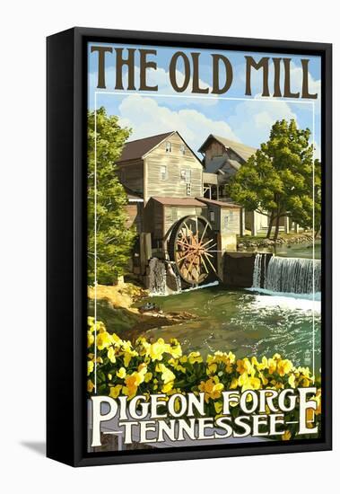 The Old Mill - Pigeon Forge, Tennessee-Lantern Press-Framed Stretched Canvas