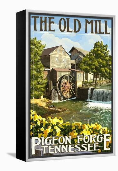 The Old Mill - Pigeon Forge, Tennessee-Lantern Press-Framed Stretched Canvas