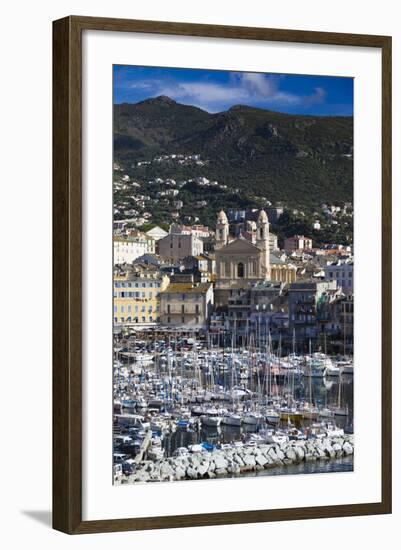 The Old Port, Elevated View of the Old Port, Bastia, Corsica, France-Walter Bibikow-Framed Photographic Print