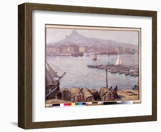 The Old Port of Marseille and Notre Dame De La Garde (Notre-Dame-De-La-Garde), also Called the Good-Emile Bernard-Framed Giclee Print