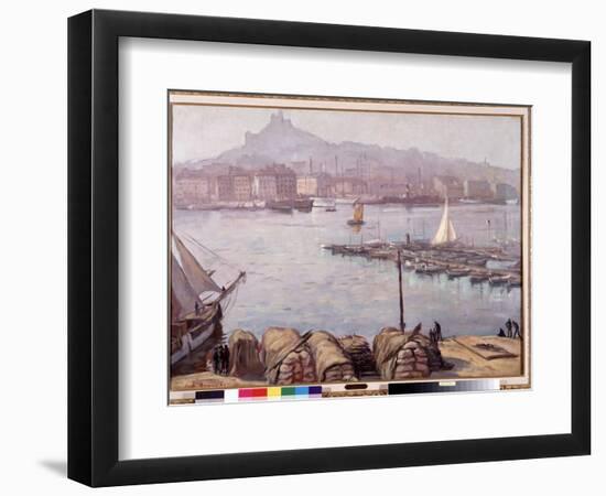 The Old Port of Marseille and Notre Dame De La Garde (Notre-Dame-De-La-Garde), also Called the Good-Emile Bernard-Framed Giclee Print