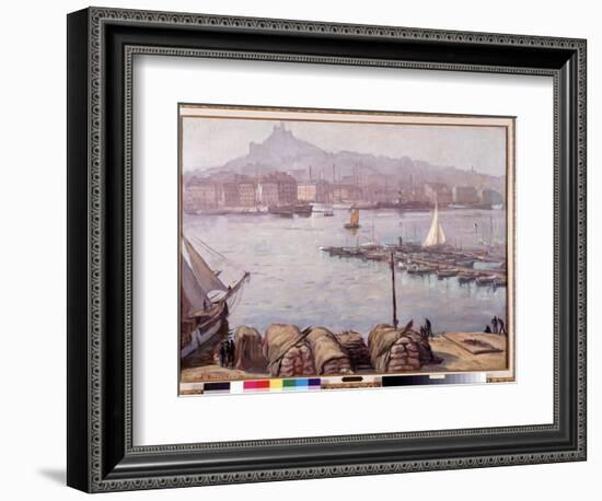 The Old Port of Marseille and Notre Dame De La Garde (Notre-Dame-De-La-Garde), also Called the Good-Emile Bernard-Framed Giclee Print