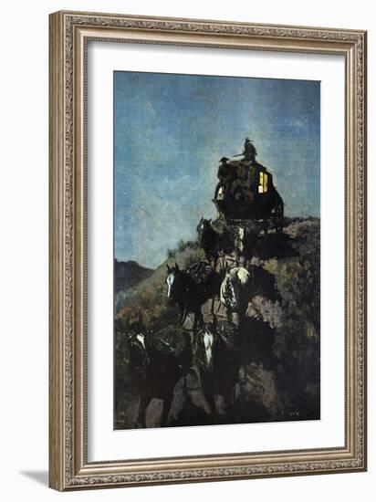 The Old Stage Coach of the Plains-Frederic Sackrider Remington-Framed Art Print