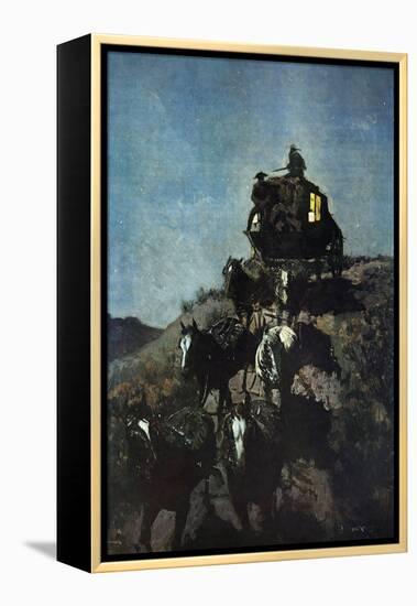 The Old Stage Coach of the Plains-Frederic Sackrider Remington-Framed Stretched Canvas