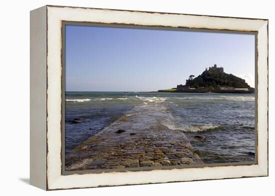 The Old Stone Causeway Leading to St. Michaels Mount Submerged by the Incoming Tide-Simon Montgomery-Framed Premier Image Canvas