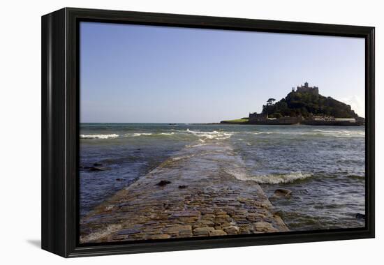 The Old Stone Causeway Leading to St. Michaels Mount Submerged by the Incoming Tide-Simon Montgomery-Framed Premier Image Canvas
