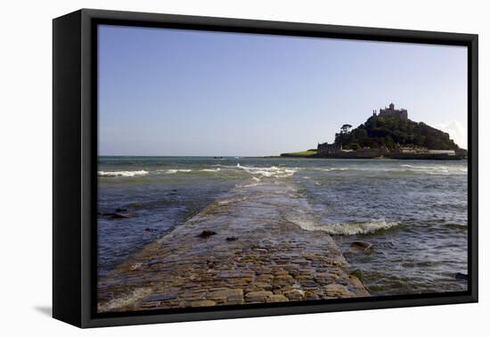 The Old Stone Causeway Leading to St. Michaels Mount Submerged by the Incoming Tide-Simon Montgomery-Framed Premier Image Canvas