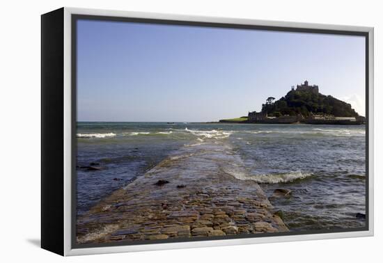 The Old Stone Causeway Leading to St. Michaels Mount Submerged by the Incoming Tide-Simon Montgomery-Framed Premier Image Canvas