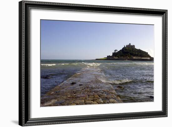 The Old Stone Causeway Leading to St. Michaels Mount Submerged by the Incoming Tide-Simon Montgomery-Framed Photographic Print