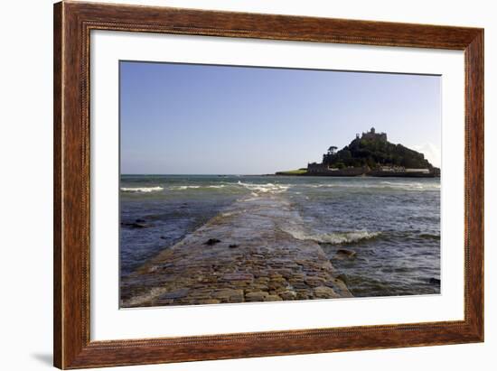 The Old Stone Causeway Leading to St. Michaels Mount Submerged by the Incoming Tide-Simon Montgomery-Framed Photographic Print