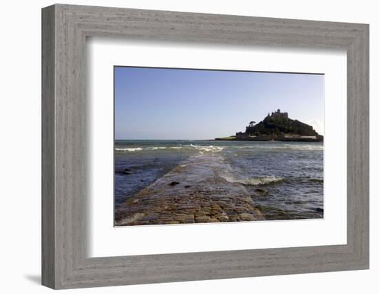 The Old Stone Causeway Leading to St. Michaels Mount Submerged by the Incoming Tide-Simon Montgomery-Framed Photographic Print