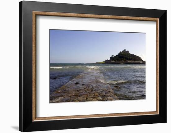 The Old Stone Causeway Leading to St. Michaels Mount Submerged by the Incoming Tide-Simon Montgomery-Framed Photographic Print