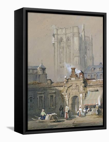 The Old Tower, Cologne Cathedral (Watercolour Heightened with White Bodycolour)-Samuel Prout-Framed Premier Image Canvas