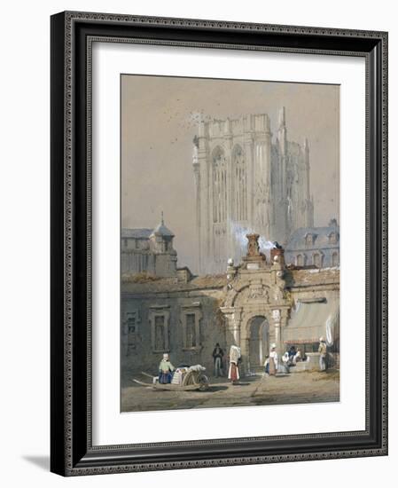 The Old Tower, Cologne Cathedral (Watercolour Heightened with White Bodycolour)-Samuel Prout-Framed Giclee Print