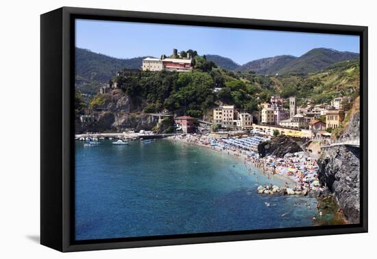 The Old Town Beach at Monterosso Al Mare from the Cinque Terre Coastal Path-Mark Sunderland-Framed Premier Image Canvas