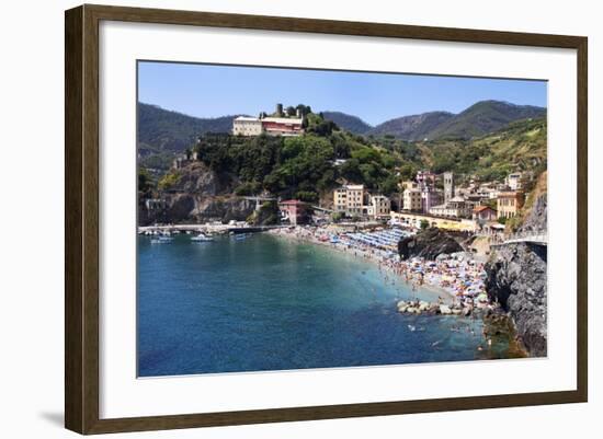 The Old Town Beach at Monterosso Al Mare from the Cinque Terre Coastal Path-Mark Sunderland-Framed Photographic Print