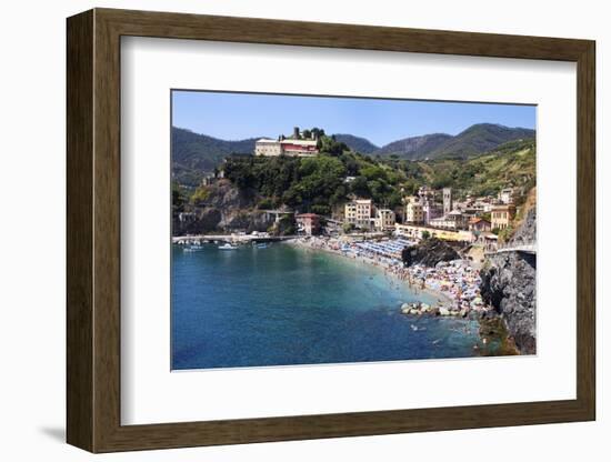 The Old Town Beach at Monterosso Al Mare from the Cinque Terre Coastal Path-Mark Sunderland-Framed Photographic Print